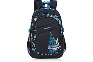 Forhome School Backpack Boys Teenagers, 32 x 20 x 46 cm Boys School Bag Backpack, Waterproof Casual Daypack, Large Children's School Bag, School Bag for School and Outdoor Activities (Blue), blue, L