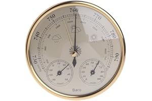 GUMEI Mural baromètre Domestique thermomètre hygromètre Station météo Suspendue, D'or