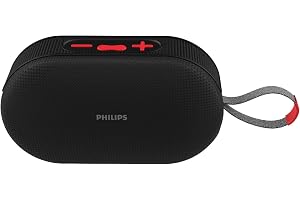 PHILIPS Audio TAS1400BK Wireless Bluetooth Speaker with Deep Bass, Passive Radiator, 12W Sound Output, 1200mAh Rechargable Battery, RGB Light Modes, 10H Playtime, Supports TF/USB/BT Modes (Black)
