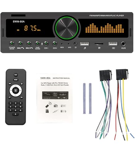 Autoradio 1 DIN AV252 Avec Bluetooth, USB, SD, FM - 2 Haut-parleurs Intégrés, Design Tableau De Bord