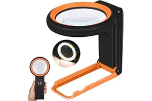 ‎KIBTOY 40 Fach 30 Fach Lupe mit Licht und Ständer, 18 LED Faltbarem Leselupe, Dimmable Groß Handlupe Beleuchtete Lupe für Senioren, Münzen, Makuladegeneration (schwarz)