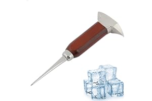 ‎DUOKON Duokon Eispickel 17 cm, Edelstahl-Eiszerkleinerer Mit Holzgriff, Eishacker, Eismeißel, Japanischer Stil, Ideal Für Bars und Zuhause,