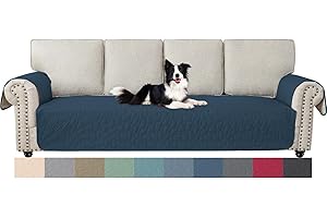 Ystyle Pokrowiec Na Sofę 4-Osobową Bez Pleców, Wodoodporny Pokrywa Na Kanapę Z Elastycznymi Paskami, Przeciwdrapaniowy Narzuty Na Sofę, Ochraniacz Na Kanapę Dla Kota I Psów, Berlin Niebieski