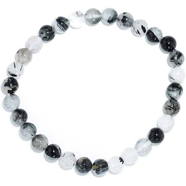 Bracciale Con Perline Rotonde In Tormalina Nera Naturale Di - Foto 4