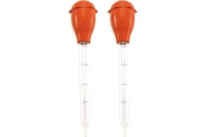 HIC Kitchen Roasting Deluxe Turkey Baster, High-Heat Tempered Glass with Silicone Bulb, 11-Inch, 2-Ounce Capacity, Set of 2