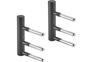 SOTECH 1 Paar Türbänder OLAV 2-teilig mit 3 Gewindebolzen (Ø 15 mm, Stahl, schwarz pulverbeschichtet, DIN-konform, Nylon-Gleitlager, bis 60 kg Tragkraft) Einbohrband für Innentüren zum Einbohren