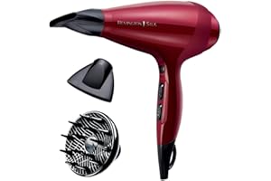 ‎REMINGTON Remington Haartrockner Profi Ionen Silk (2400W, 140km/h, 3 Stylingaufsätze, angereichert mit Seidenprotein und Keramik, Ionen-Generator, langlebiger AC-Motor mit Turbofunktion & Kaltstufe) AC9096