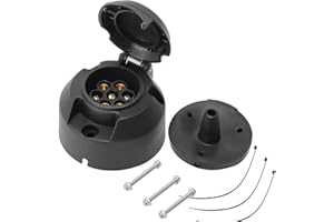 AGRISHOP 12V Zócalo de Remolque 7Polos Remolque Adaptador 7 Pines Hembra ​Zócalo Remolqu, Conector Remolques Impermeable Soporte Montaje Tuerca de Perno Sello de Goma Iimpermeable RV Caravana Tractor