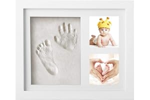 Baby Photo Frames - Newlemo Baby Hand and Footprint Kit - Baby Christening/Shower Presents for Newborn Girls and Boys (3 grids,White)