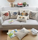 HYSENM Kissen Kopfkissen Kissenbezug Kissenhülle 30*50cm/45*45cm/60*60cm Leinen Quadratisch Vogel Blumen Couch Sofa Weihnachten, Kissenhülle CM29 30 x 50 cm - 2
