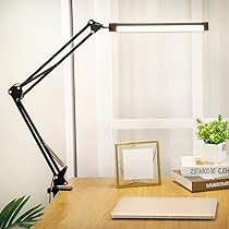 AmazLit Schreibtischlampe, LED Schreibtischlampe 1100 Lumen mit Klemme Schwenkarm Architektenlampe 18W Hohe Helligkeit Keine Blendung Augenschutz Bürolampe Mehrfachbeleuchtung/Funktion