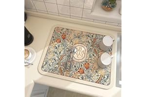 SAKDFHLJLP Raidley Quick Dry Dish Mat, Retro Quick-Drying Water-Draining Mat, Heat Resistant Drying Mat for Kitchen Bar Countertops Coffee Dish Draining Mat (#8,40 * 60cm)