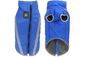 FEimaX Abrigo para Perros de Invierno Chaqueta Impermeable Ropa a Prueba de Viento con Forro Polar y Orificio para Arnés, Chaleco Cálido Duradero para Perro Pequeños Medianos Grandes y Mascotas