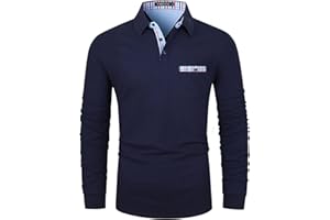 VMSUCIJ Herren Poloshirt Langarm Baumwolle Outdoor Casual Polo Tops Regular Golf T-Shirts