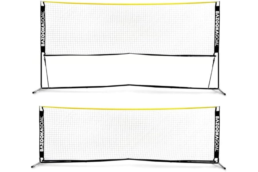 BazookaGoal Football Tennis Net 9.8x3.3ft Complete Set – Adjustable and Foldable Badminton Net Training Tennis Net for Kids and Adults