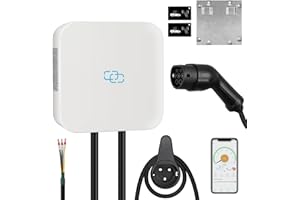 WADA POWER Stazione di Ricarica per Veicoli Elettrici 7KW Monofase: Caricabatterie Tipo 2 per Auto Elettrica con App e Carta RFID, 6A-32A Regolabile EV Charger, IEC 62196-2, 5M Cavo