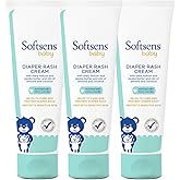 Softsens Diaper Rash Cream 50g (Pack 3 x 50g) For Newborn Baby With Zinc Oxide| Enriched With Aloe Vera & Shea Butter | Derma