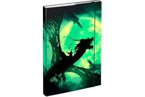 ‎BAAGL Baagl Heftbox für Schulranzen A4 - Sammelmappe für Kinder mit Gummiband und Innenklappen - Heftmappe, Sammelbox mit Gummizug für Jungen (Drache)