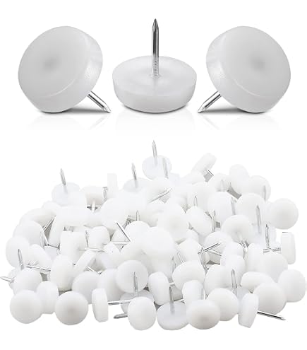 Suiwotin 24-Pack 1-Inch Nail-On Furniture Sliders - Teflon Gliders For Moving Chairs & Tables On Carpet & Hardwood