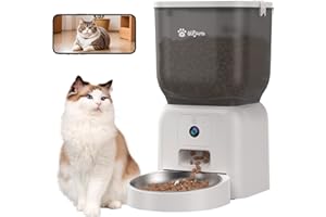 Olfjurk Automatic Dog Feeder with Camera, WiFi Cat Food Dispenser, Programmable Cat Feeder, HD Camera for Voice and Video Recording (White)
