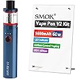 SMOK Vape Pen V2 E Cigarette Starter Vape Kit, 60W 1600mAh, TPD Compliant Ecig, 2ml No Nicotine, Blue