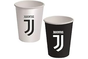 Bigiemme Bicchieri Juventus Juve Bianco Nero 8 PZ 266 ML in CARTONCINO Decorazioni TAVOLA Compleanno Festa Squadre Calcio