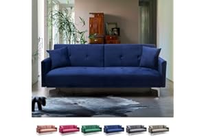 Produce Shop Divano Letto Moderno 3 posti Design clic clac in Tessuto Velluto Villolus - Blu