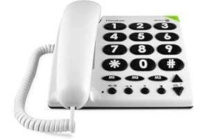 Doro PhoneEasy 311c Téléphone Filaire pour Seniors avec Grandes Touches contractées,Sonnerie Lumineuse, Numérotation Abrégée et Compatible avec Appareils Auditifs [Version Française]