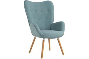 ‎MEUBLE COSY MEUBLE COSY Sessel Wohnzimmer Relaxsessel Lesesessel Lehnstühle Polstersessel Einzelsofa mit Holzbein Ohrensessel für Schlafzimmer Büro Vanity, Stoff, Grün