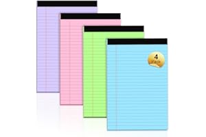 RONEKY Legal Pads 5x8 Colored Note Pads, 4 Pack College Ruled Notepads 5x8 Lined Paper, Colored Notebook Paper Writing Pads 30 Sheets per Colored Paper Small Legal Pads 5x8 for Home Office School Supplies
