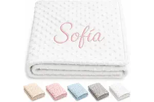 Manta Bebe Personalizada con Nombre Bordado Regalo Recien Nacido Niña/o | Mantita Suave para Cuna Carrito Moises Arrullo Regalo Recien Nacido Baby Shower Bautizo Blanca 80x110 - Danielstore