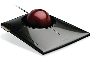 Kensington SlimBlade Mouse -Souris Ergonomique Filaire TrackBall, Pour PC, Mac et Windows avec Molette de Défilement, Design Ambidextre et Suivi Optique - Rouge (K72327EU)