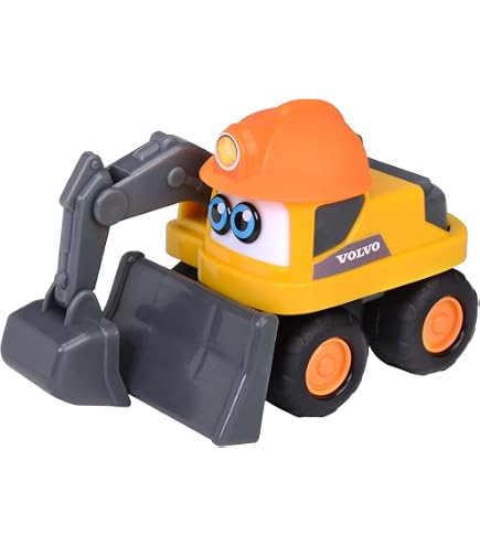 Dickie Toys ABC Streety 204112007 - Auto scorrevole per neonati e bambini a partire da 1 anno, Bulldozer, vigili del fuoco o spazzatura, auto giocattolo da 15 cm, colore: Arancione