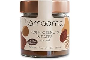 MAAMA, Crema Spalmabile alla Nocciola (70%), Datteri e Nibs di Cacao Bio, Vegan, Senza Additivi e Senza Glutine - 1 Vasetto da 200g