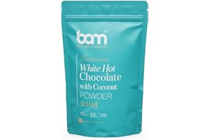 BAM Preparato per Cioccolata – Calda Cioccolata Solubile Cremosa in Polvere, con Dosatore – 220g, 7 Porzioni (Cioccolato bianco con cocco)