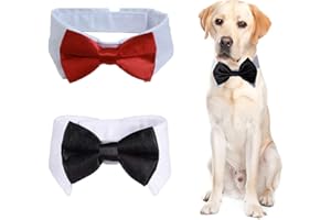 Ling & Bai 2 collari con papillon per cani e gatti, per smoking, formale, per cuccioli, smoking, per uso quotidiano, feste, matrimoni, compleanni
