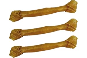 Schecker Knotted Chew Bones 240 g (Pack of 3) a 19 cm Made of Pressed Cow Skin Ideal for Young Dogs and Senior Dogs