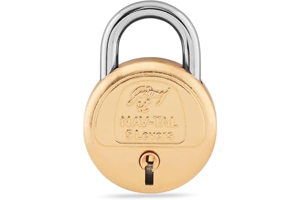 Godrej Locks I Navtal 5 levers 40mm I with 3 Keys I Padlock for Main Door I Gate Lock I Lock for Tool Box, Shutters, Shops & Offices I Corrosion Resistant Shackle I Silver Finish