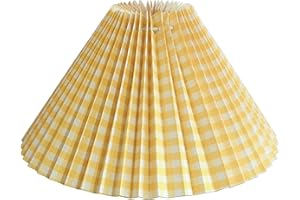 MENAYODA Abat-jour en tissu plissé E27 en forme de coquille d'œuf - Accessoire d'éclairage pour la maison et le bureau - Jaune à carreaux