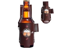 BNREOZA 1 Pieza Cinturón Beer Holster, Cuero Beer Bottle Holder, Beer Can Drink Holder, Beer Holster Cinturón Beer como un Regalo Creativo para los Hombres, fácil de Llevar, Manos Libres