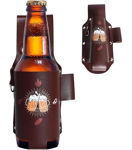 MZPQALRS 2 Pezzi Fondina per Birra Classica, Porta Birra in Pelle,per Bottiglie e Lattine di Birra Standard, Beer Holster Beer Belt Come Regalo per Uomini, Idee Regalo per Amici,per Campeggio, Corsa