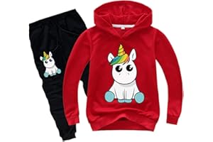 Silver Basic Ensemble Pantalon et Haut Sweat à Capuche Fille Licorne Survêtement Fantasie Enfant Garçon