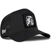 Black Trucker Hat with Lion Logo