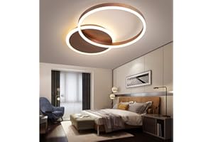 JINWELL Lampa sufitowa LED z pilotem zdalnego sterowania, nowoczesna lampa wisząca, lampa sufitowa, akrylowa, nowoczesna, elegancka, matowa, aluminiowa, brązowa, 2 pierścienie/36 W