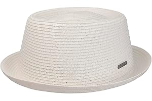 Stetson Dawson Black Pork Pie Herren Sonnenhut mit UV-Schutz 40 Strandhut aus Papierstroh Flechtmuster Frühjahrs Sommer