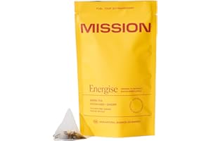 MISSION FUELLING EXTRAORDINARY MISSION - Energise Tea - Green Tea with Cocoa & Ginger - Improve Cognitive Function - 10 Pyramid Tea Bags