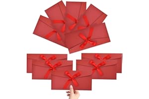 GWAWG 10 buste regalo con nastro, buste regalo con nastri, biglietti regalo personalizzati, carta kraft vintage per inviti, auguri, Ringraziamento, San Valentino