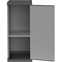 Armoire Mongardi W2015 - PVC/PP, 2 Portes, 1 Étagère, 68x40x85cm | Intérieur/Extérieur Gris-Noir