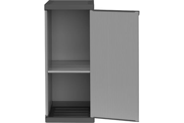 mongardi W2016 Armoire en résine de PVC et PP, 1 Porte, 1 étagère, Facile à Monter, système modulaire, résistant, adaptée aux environnements intérieurs et extérieurs, 34 L x 40 P x 85 cm, Noir et