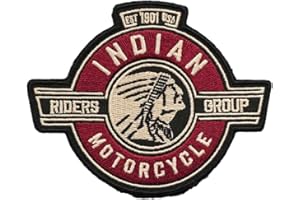 SUMA SHOP - Toppa Indian Motorcycle, Patch Indian Motorcycles, Indian Motorcycles Accessories, Toppa Ricamata, 10 x 8cm, Rossa